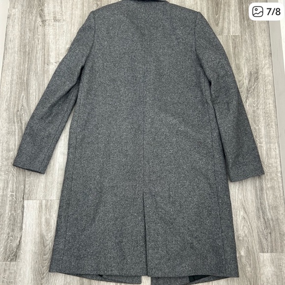 NWOT Zara Basic Gray Wool Trench Coat London European Full Length Natural Size S - Picture 7 of 8